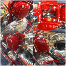 More teaser photos of the SCOUT #preunit #triumph #bobberbuild by @thompsonscycles for #bf8 #bornfree8 @bornfreeshow -loving all these colors, it's a work of art✊